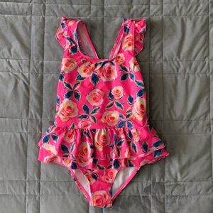 Girls 7/8 Ruffle Floral Swimsuit